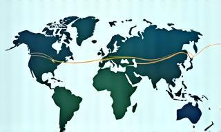 Grafik, die internationale Schifffahrtsrouten darstellt.