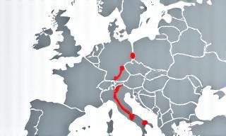 Grafik, die eine optimierte Route auf einer Karte darstellt.