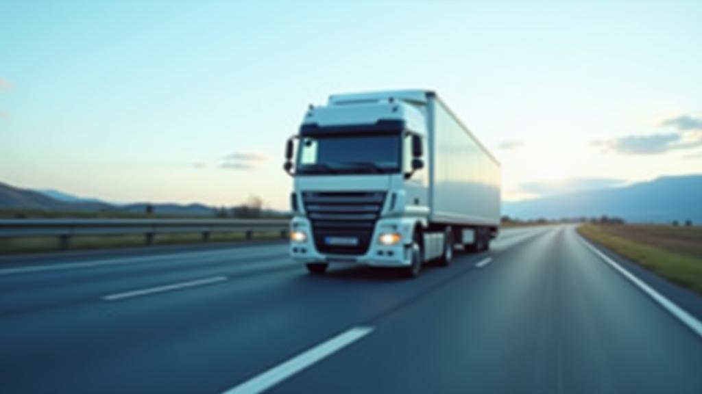Moderner Logistik-LKW auf einer Autobahn, Sinnbild für effizienten Transport.